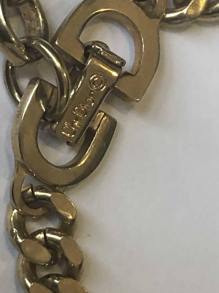 CHRISTIAN DIOR Link Necklace & Crystal Medallion Vintage 1980's - Image 7