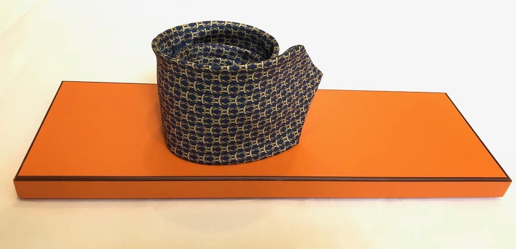 HERMES Tie Blue Interlocking H Chain Vintage UNWORN