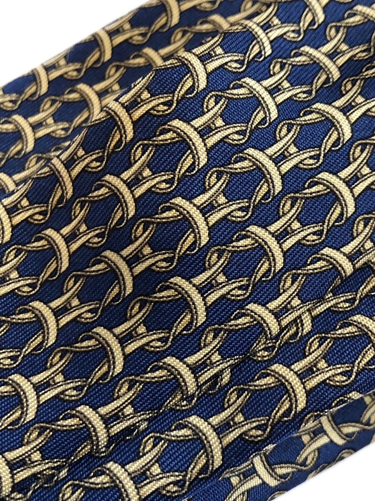 HERMES Tie Blue Interlocking H Chain Vintage UNWORN - Image 3