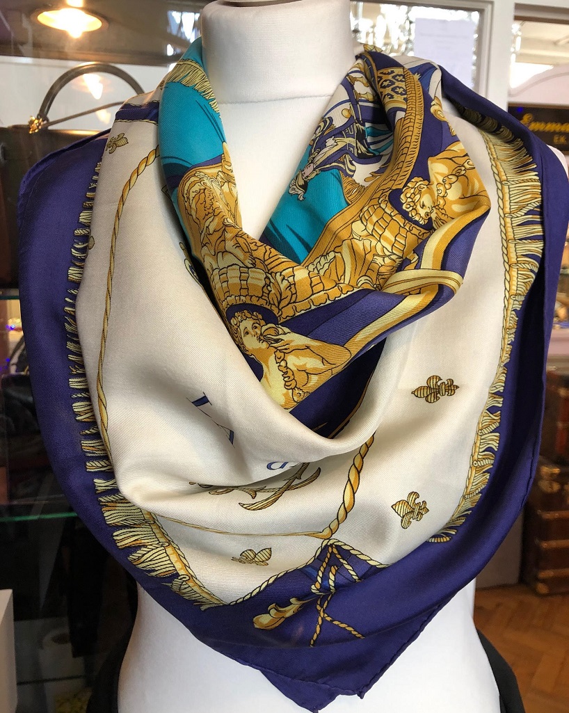 HERMES Vintage Vue Du Carrosse de la Galère la Rèale Silk Scarf Circa 1953 - Image 2