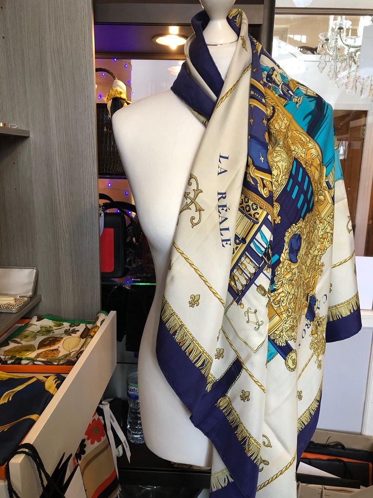 HERMES Vintage Vue Du Carrosse de la Galère la Rèale Silk Scarf Circa 1953