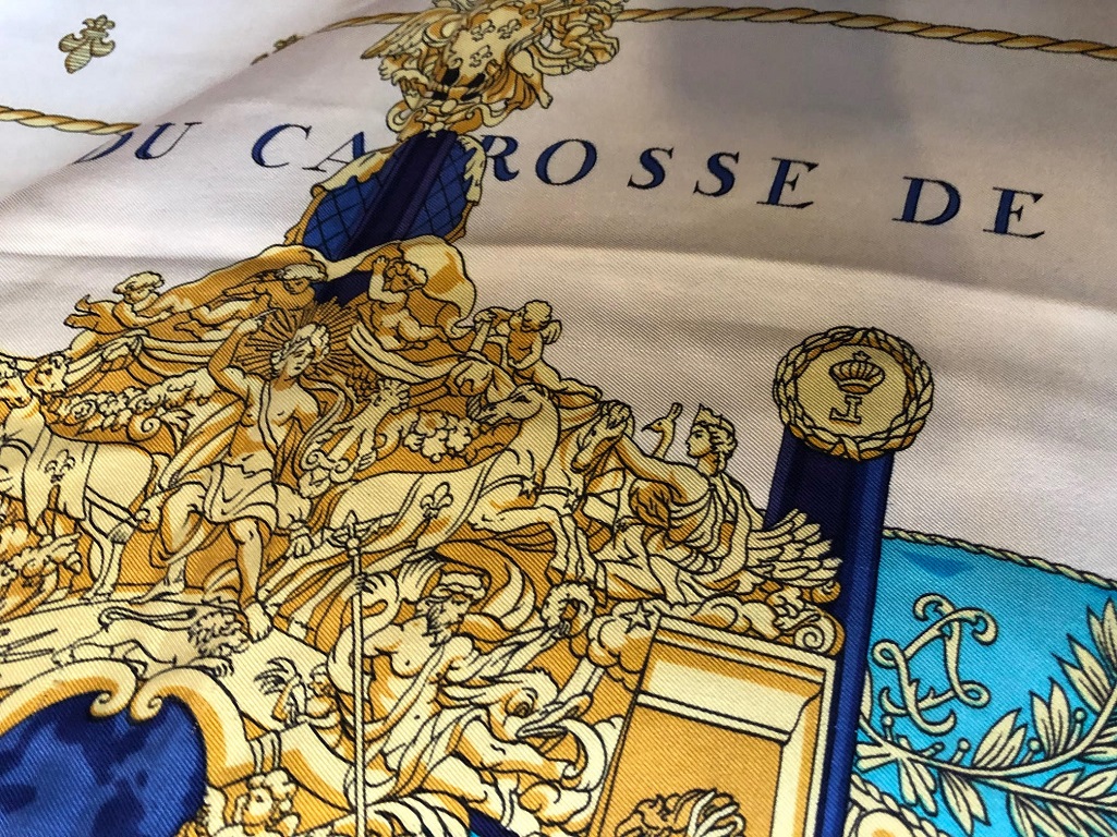 HERMES Vintage Vue Du Carrosse de la Galère la Rèale Silk Scarf Circa 1953 - Image 3