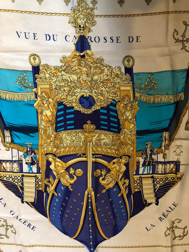 HERMES Vintage Vue Du Carrosse de la Galère la Rèale Silk Scarf Circa 1953 - Image 9