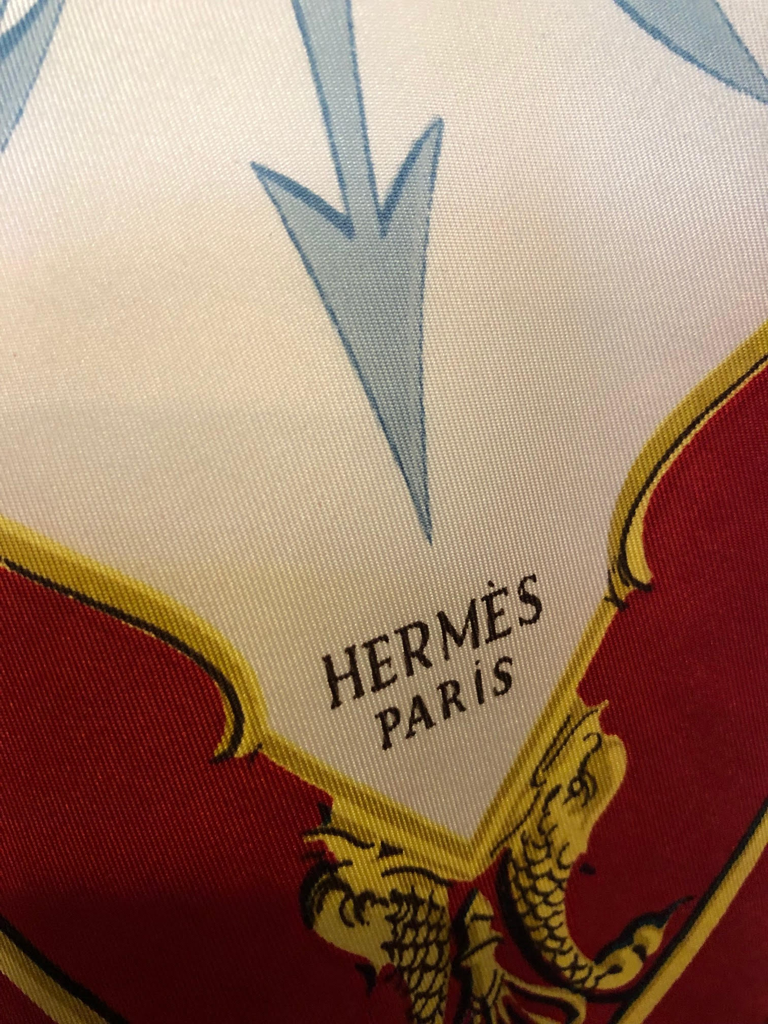HERMÈS La Marine en Bois by Hugo Grygkar Red Nautical Ship Trident Silk Scarf Circa 1957 - Image 5