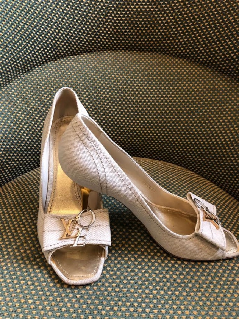 LOUIS VUITTON High Heels LV Love Logo Shoes Peep Toe Pumps - Image 5