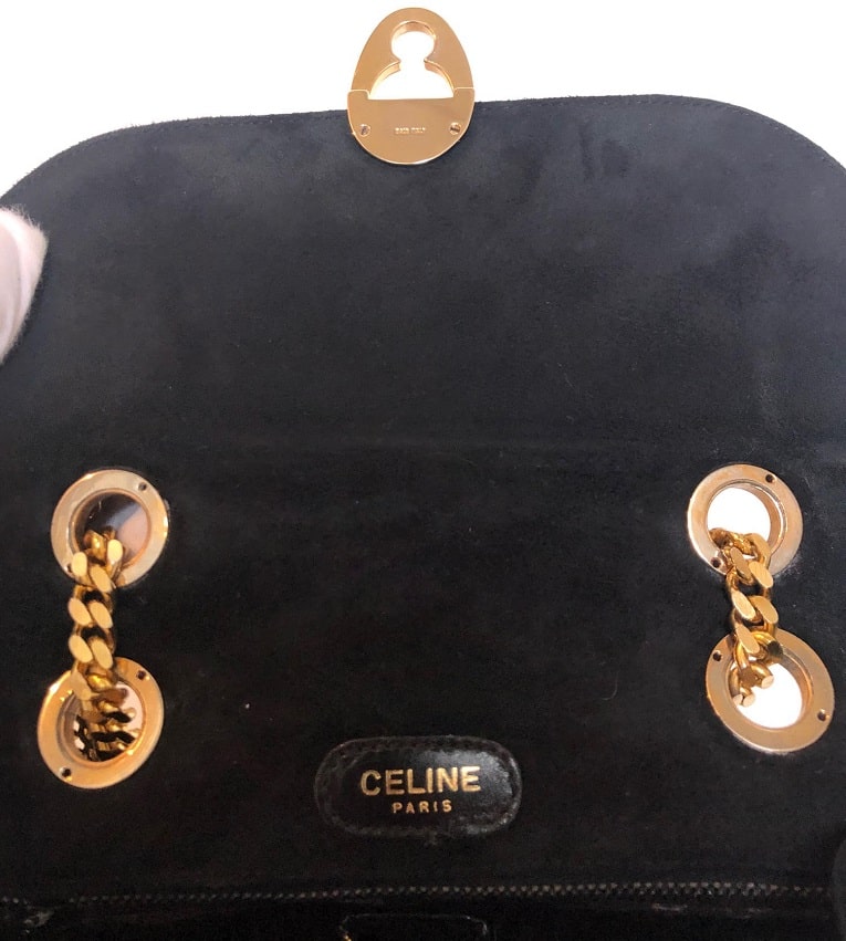 CELINE Oval Shape Shoulder Bag Double Gold Chain Strap - Image 11