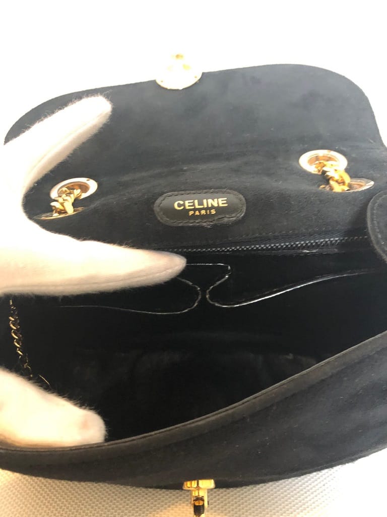 CELINE Oval Shape Shoulder Bag Double Gold Chain Strap - Image 12