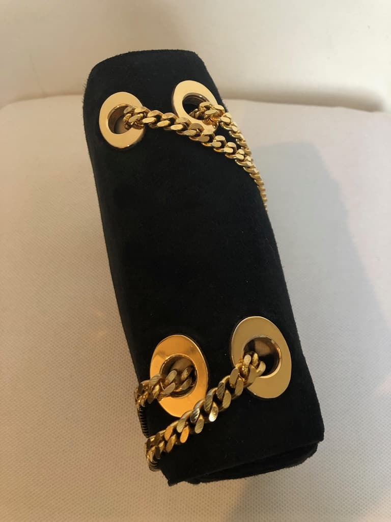 CELINE Oval Shape Shoulder Bag Double Gold Chain Strap - Image 4