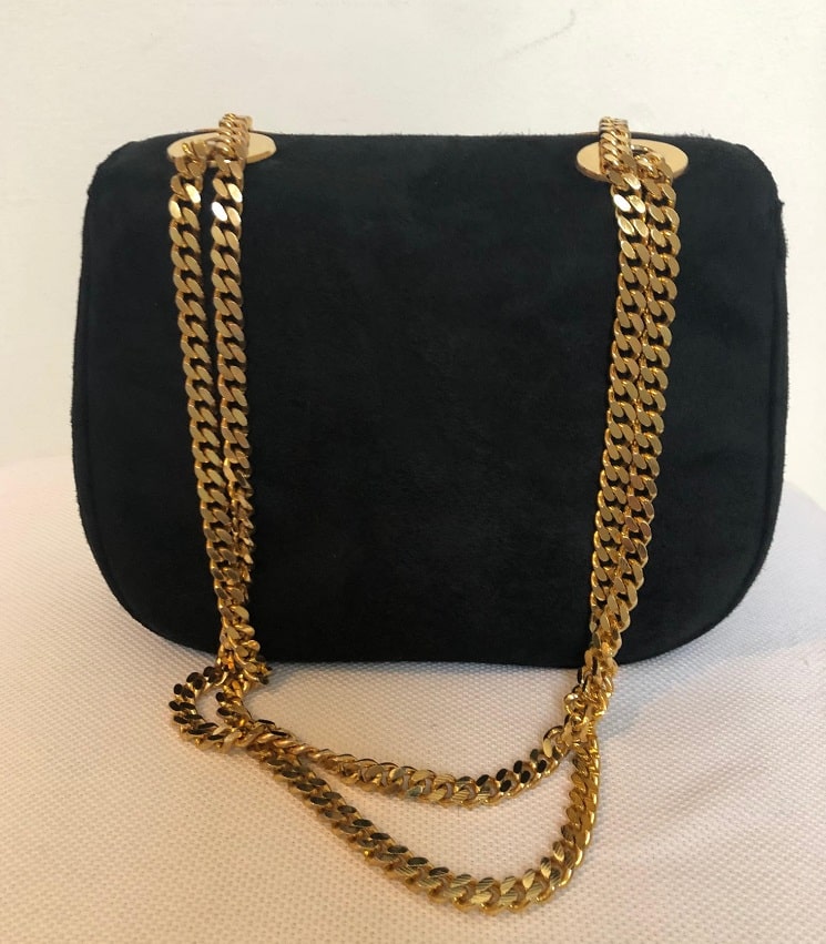 CELINE Oval Shape Shoulder Bag Double Gold Chain Strap - Image 6