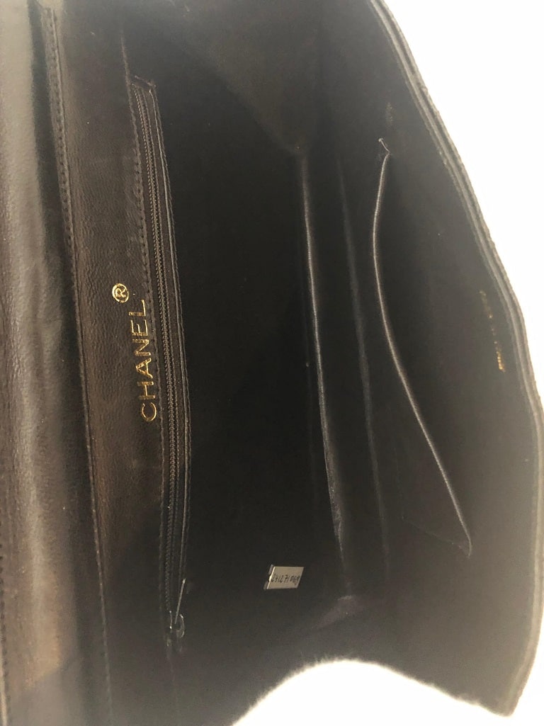 Chanel Black Lizard Leather Gold Chain 2 in 1 Clutch Flap Evening Shoulder Bag - Image 9