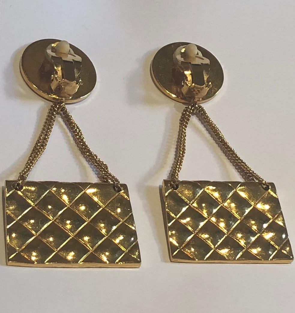 CHANEL Earrings CC Bag Motif 2.55 Quilted Pendant - Image 5