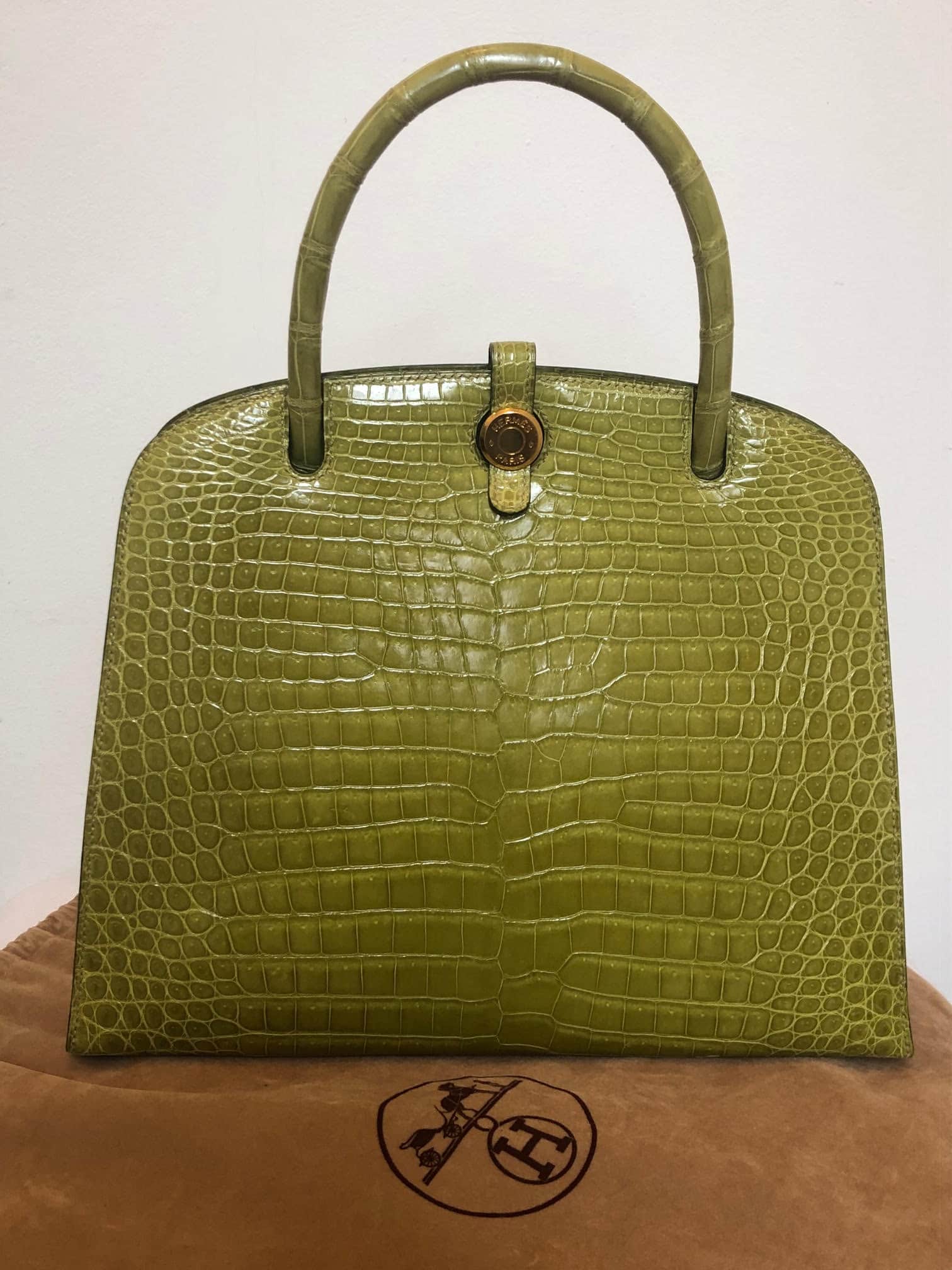HERMES BAG 30cm CROCODILE VERT ANIS POROSUS RARE AMAZING