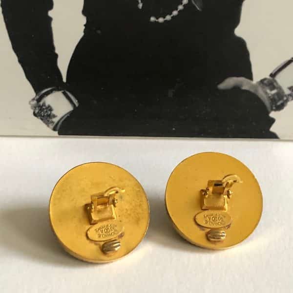 CHANEL Earrings CC Logo Chanel Gold & Black Vintage 1993 - Image 6
