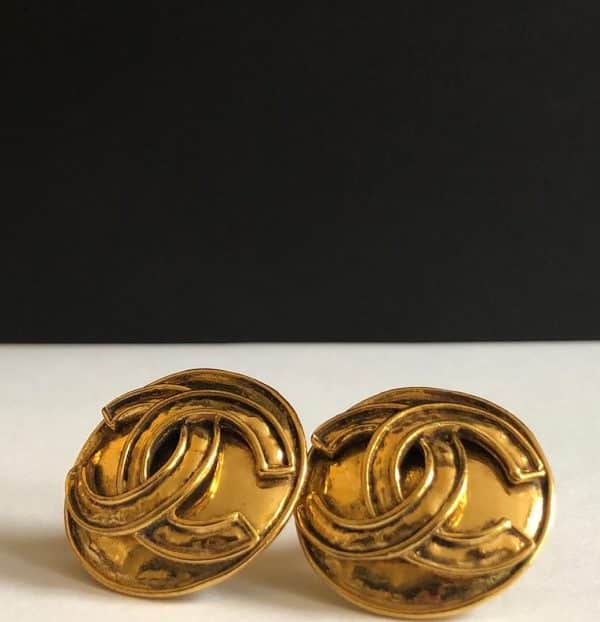 CHANEL Earrings Chanel CC Logo Gold Vintage 1994 - Image 3