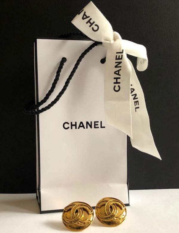 CHANEL Earrings Chanel CC Logo Gold Vintage 1994 - Image 2