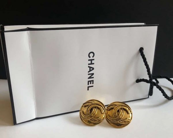 CHANEL Earrings Chanel CC Logo Gold Vintage 1994