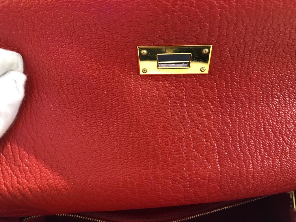 Hermès Kelly 28 Sellier Red Rouge Chèvre Mysore Leather Bag - Image 14