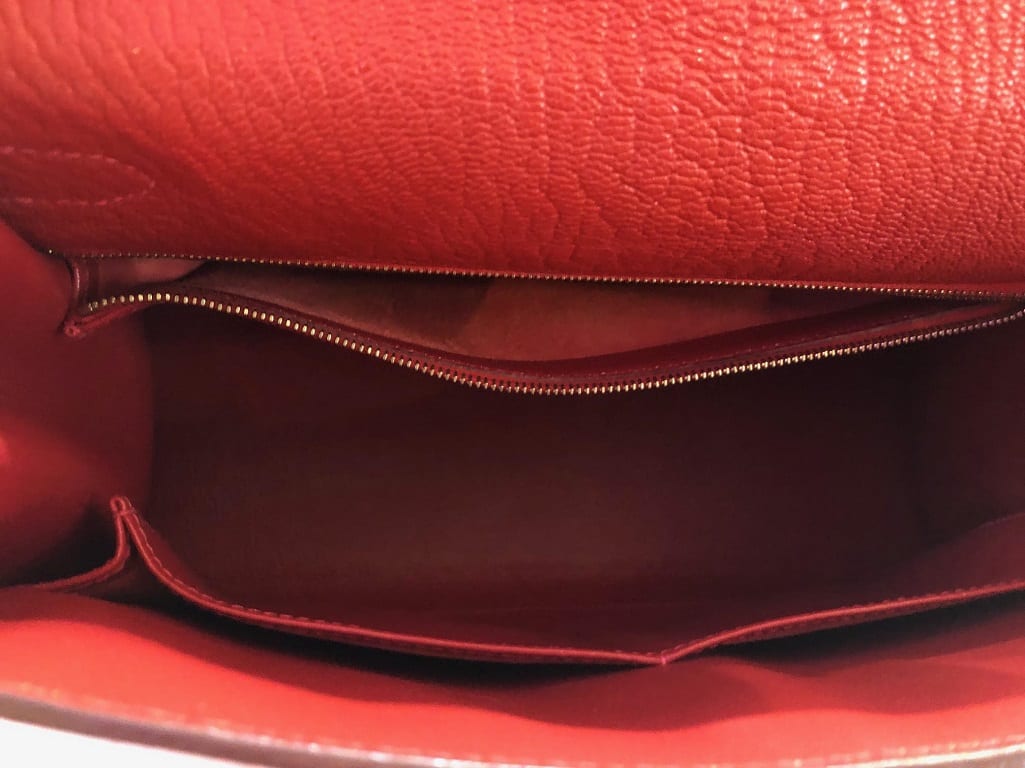 Hermès Kelly 28 Sellier Red Rouge Chèvre Mysore Leather Bag - Image 16