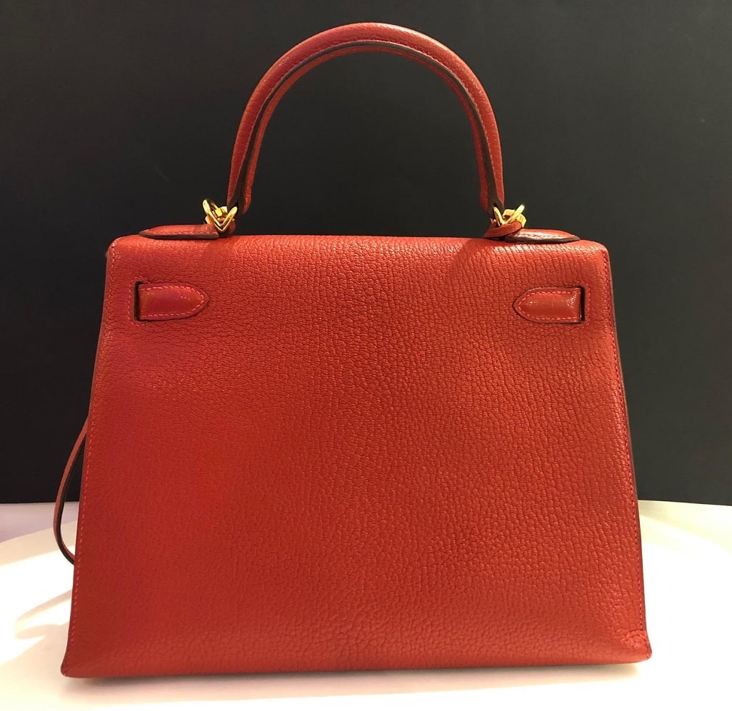 Hermès Kelly 28 Sellier Red Rouge Chèvre Mysore Leather Bag - Image 5