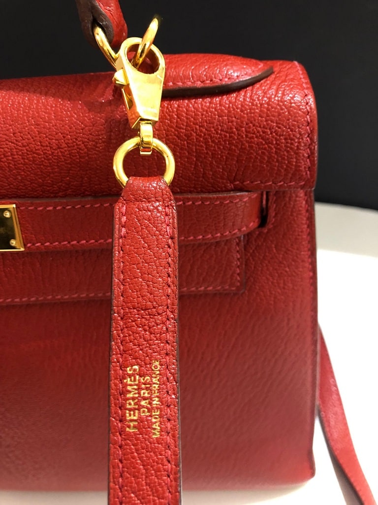Hermès Kelly 28 Sellier Red Rouge Chèvre Mysore Leather Bag - Image 13