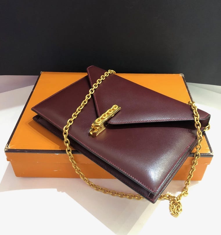 Hermès Vintage Alcazar Box Calf Leather Chain Clutch Bag - Image 4