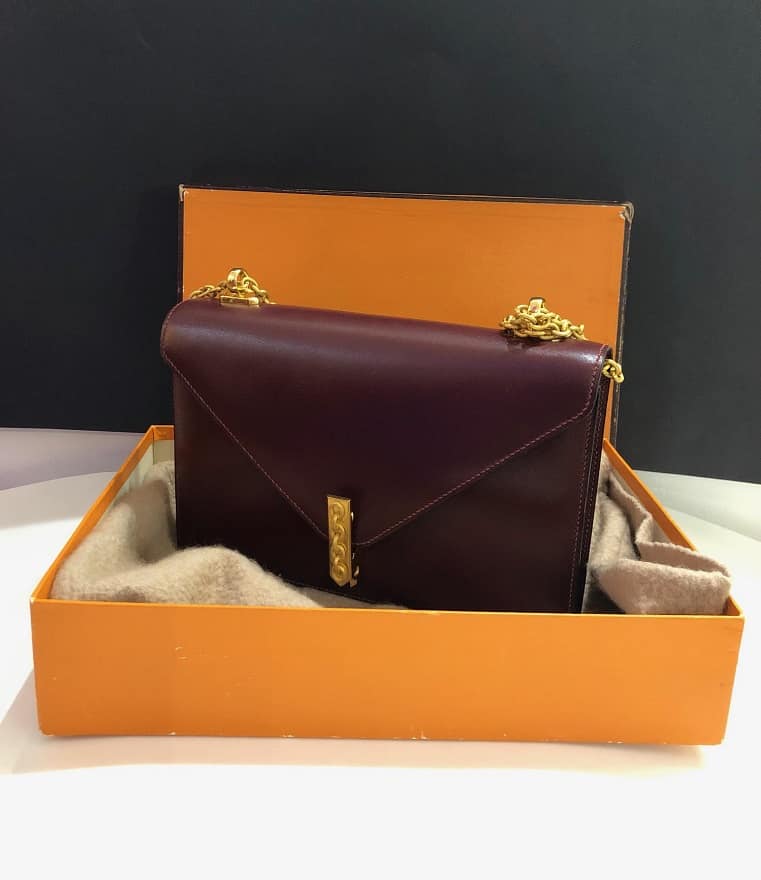 Hermès Vintage Alcazar Box Calf Leather Chain Clutch Bag - Image 9