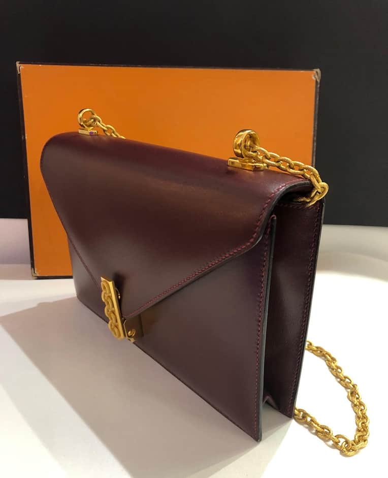 Hermès Vintage Alcazar Box Calf Leather Chain Clutch Bag - Image 8