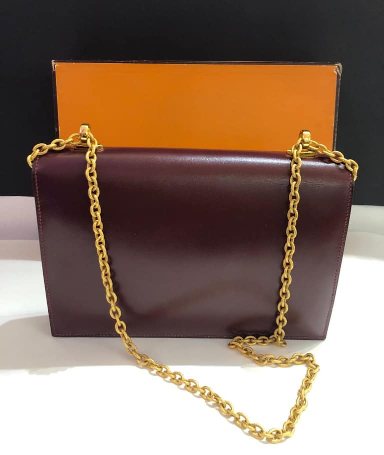 Hermès Vintage Alcazar Box Calf Leather Chain Clutch Bag - Image 6