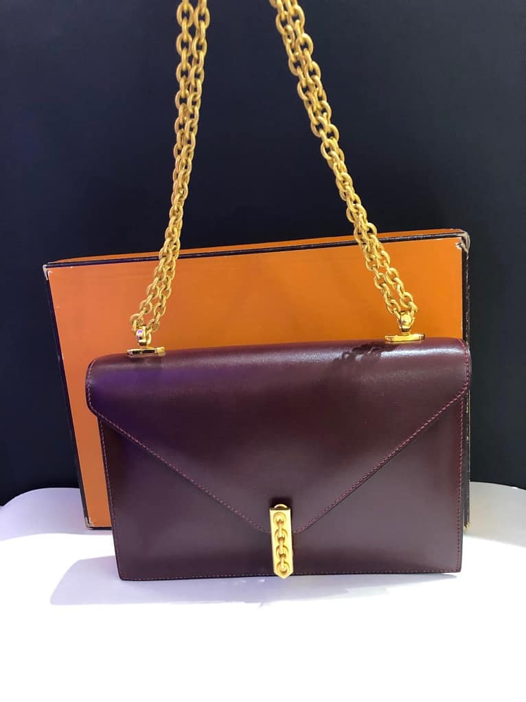 Hermès Vintage Alcazar Box Calf Leather Chain Clutch Bag - Image 3