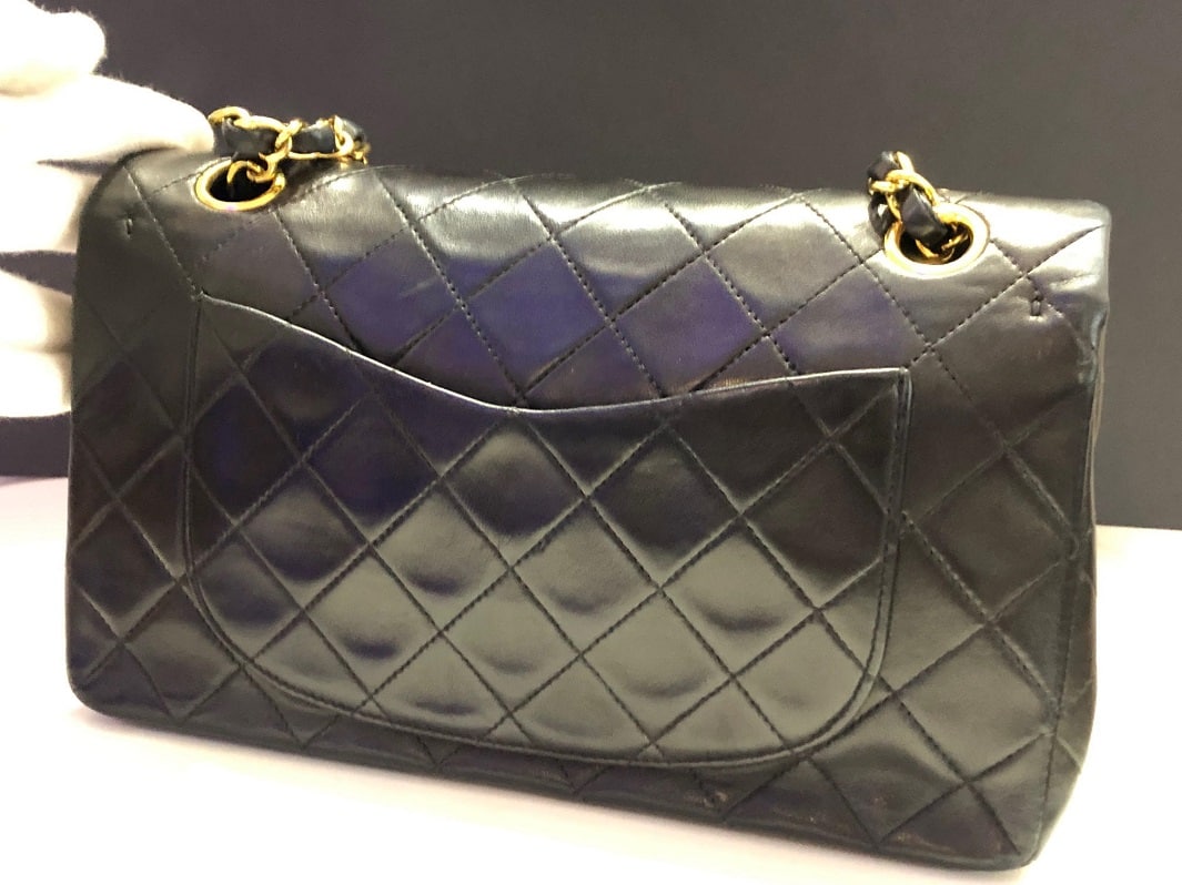 CHANEL Vintage Classic Double Flap Bag Quilted Lambskin Medium Black - Image 5