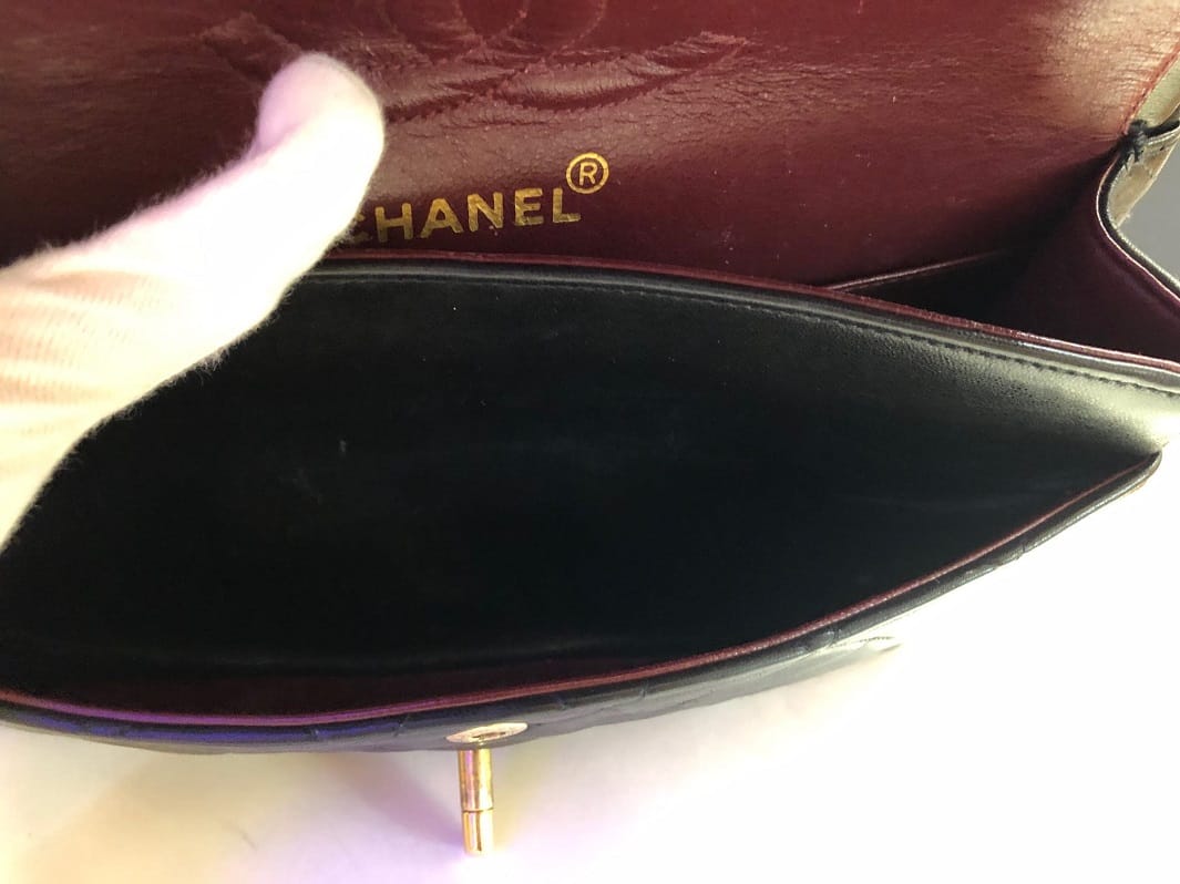 CHANEL Vintage Classic Double Flap Bag Quilted Lambskin Medium Black - Image 9