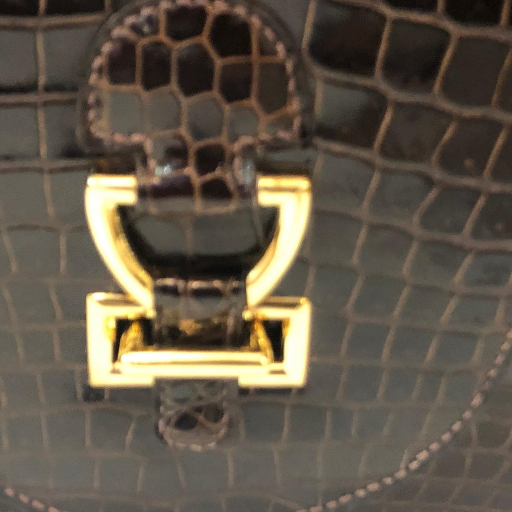 HERMES Crocodile Sandrine Deep Brown Bag - Image 4