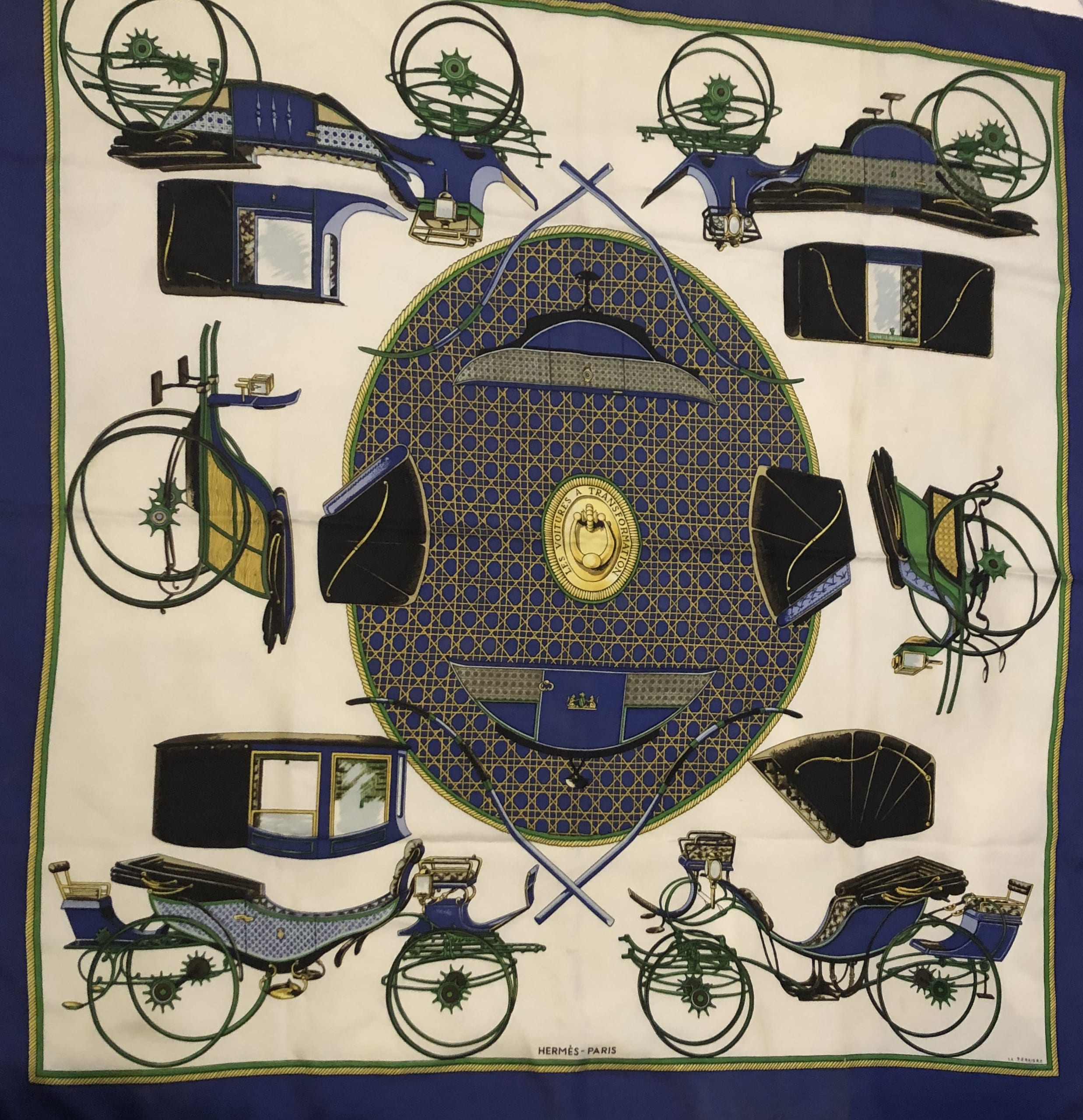 Hermès Scarf Carré 'les voitures à transformation' Blue Multi - Image 5