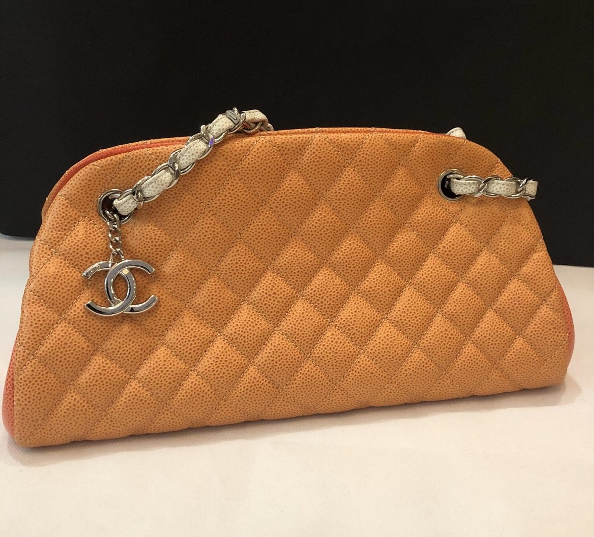 CHANEL Bag CC Logo Charm Caviar Tri-Colour Shoulder Bag