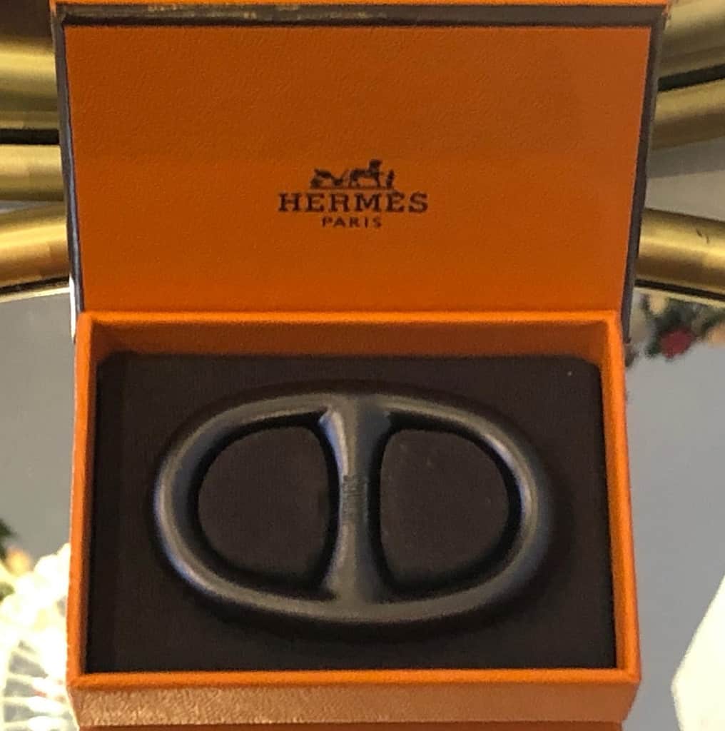 HERMÈS Chaine d'Ancre Scarf Ring Vintage Black W/Box