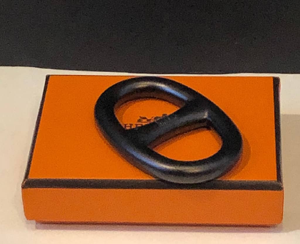HERMÈS Chaine d'Ancre Scarf Ring Vintage Black W/Box - Image 4