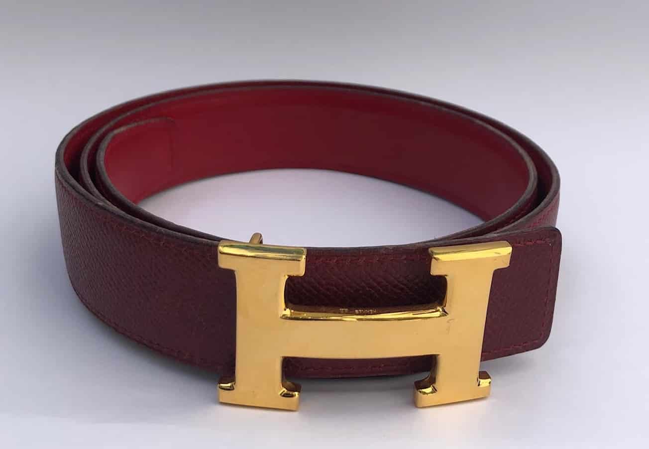 HERMES Belt H Constance Buckle Gold 1996 Reversible Red-Bordeaux - Image 2