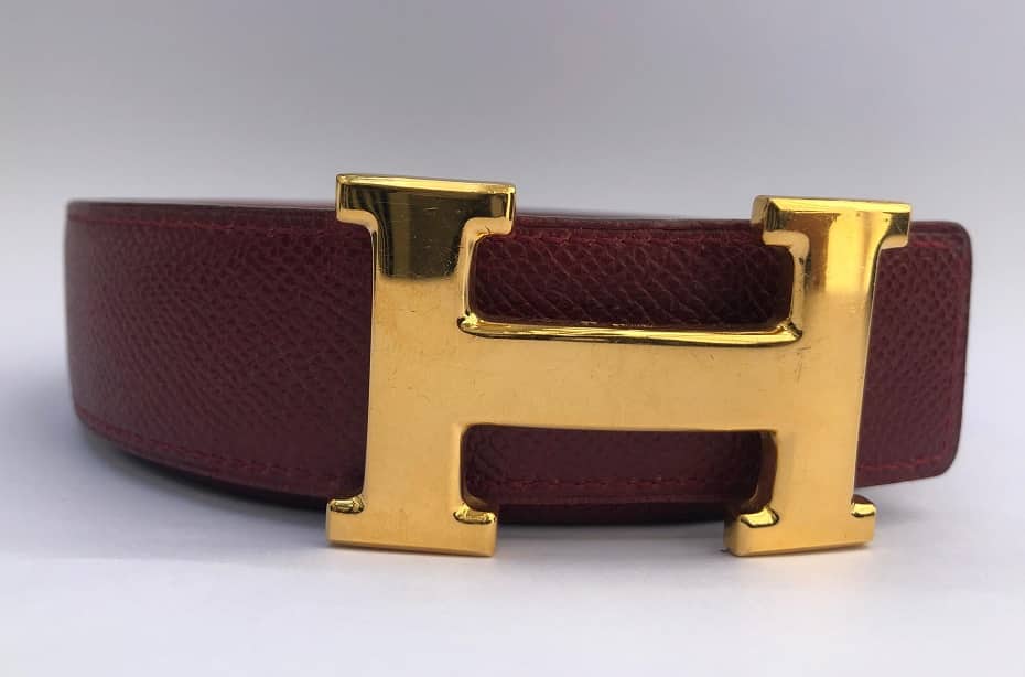 HERMES Belt H Constance Buckle Gold 1996 Reversible Red-Bordeaux - Image 6