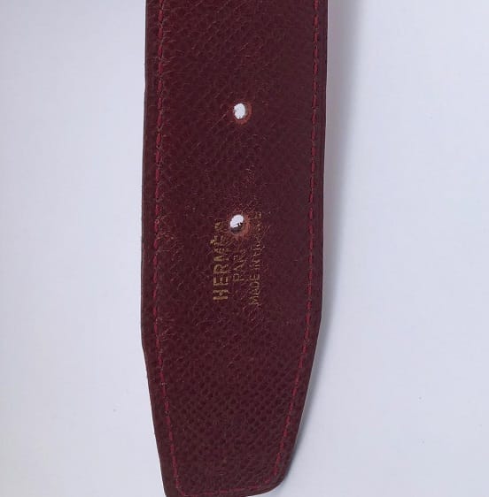 HERMES Belt H Constance Buckle Gold 1996 Reversible Red-Bordeaux - Image 9