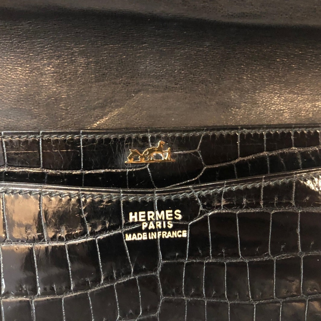 HERMES H Logo Crocodile Black Clutch Shoulder Lydie Bag - Image 5