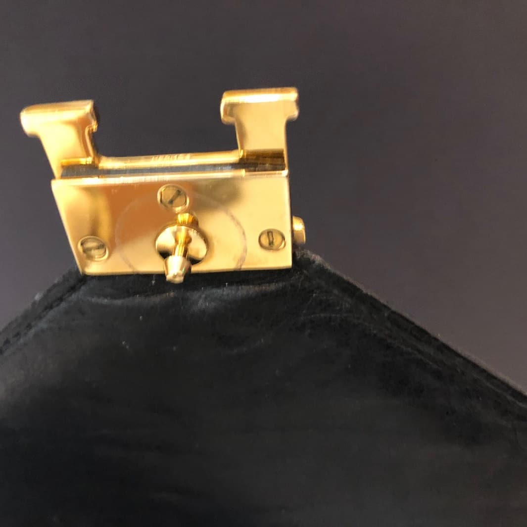 HERMES H Logo Crocodile Black Clutch Shoulder Lydie Bag - Image 7