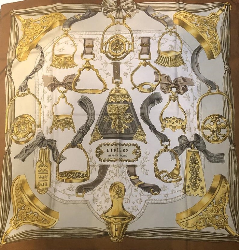 HERMES Scarf Étriers Françoise de la Perrière 1964 With Box - Image 3