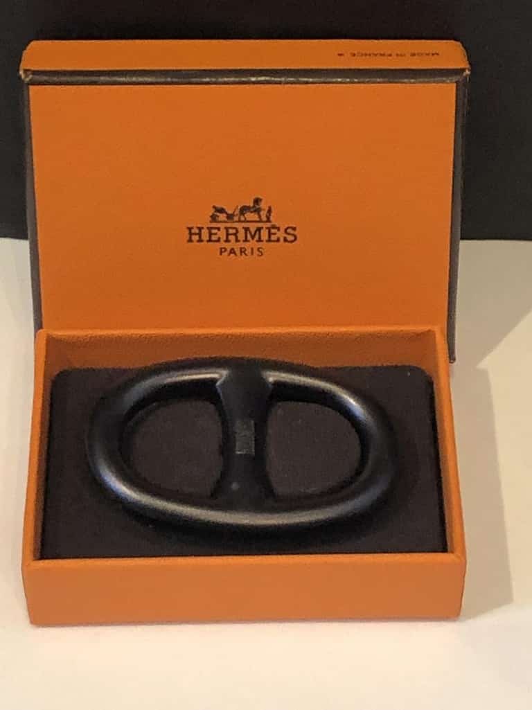 HERMÈS Chaine d'Ancre Scarf Ring Vintage Black W/Box - Image 7