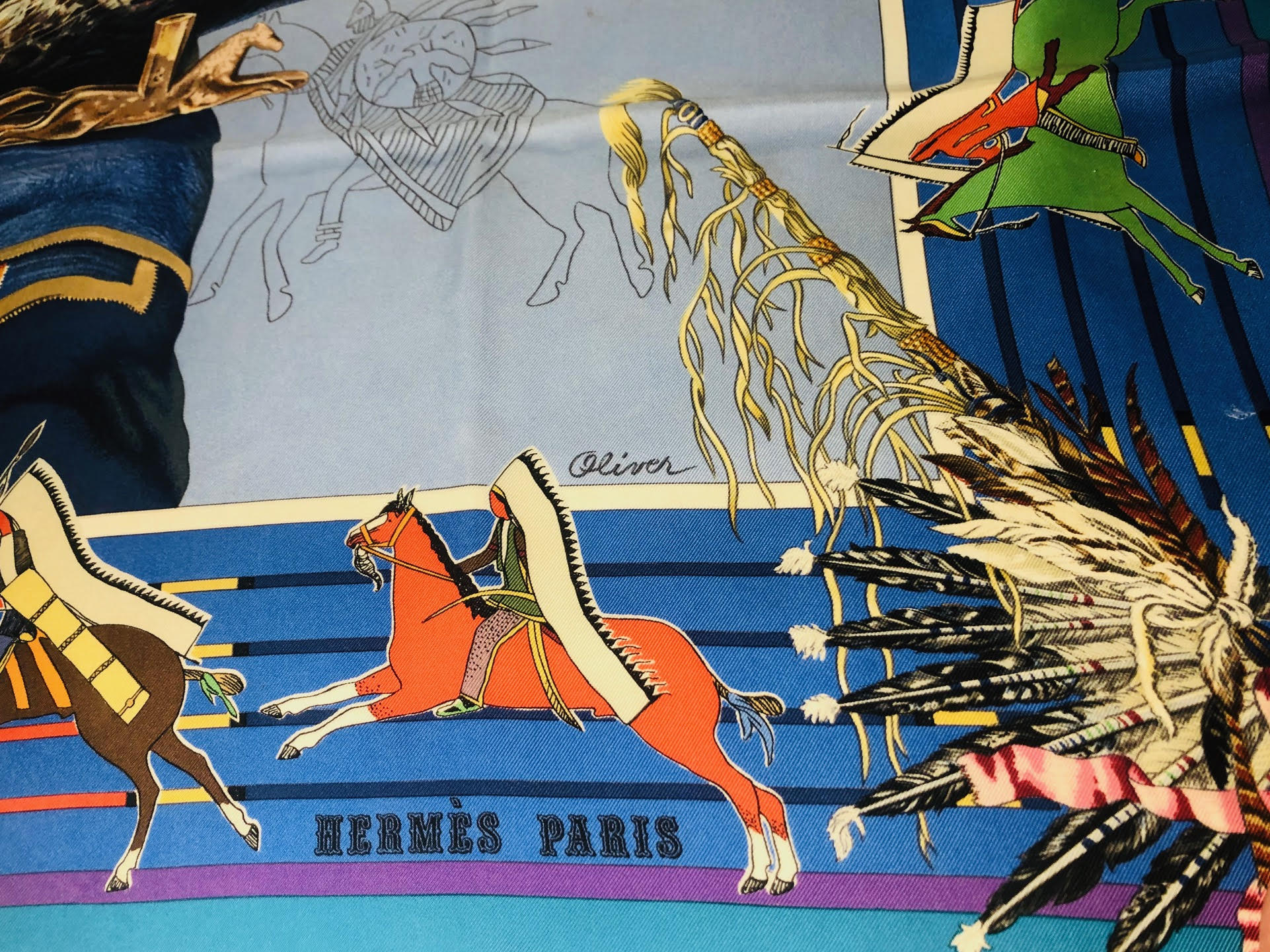Hermès Silk Twill Scarf "Pani La Shar Pawnee" Designed by Kermit Oliver - Image 2