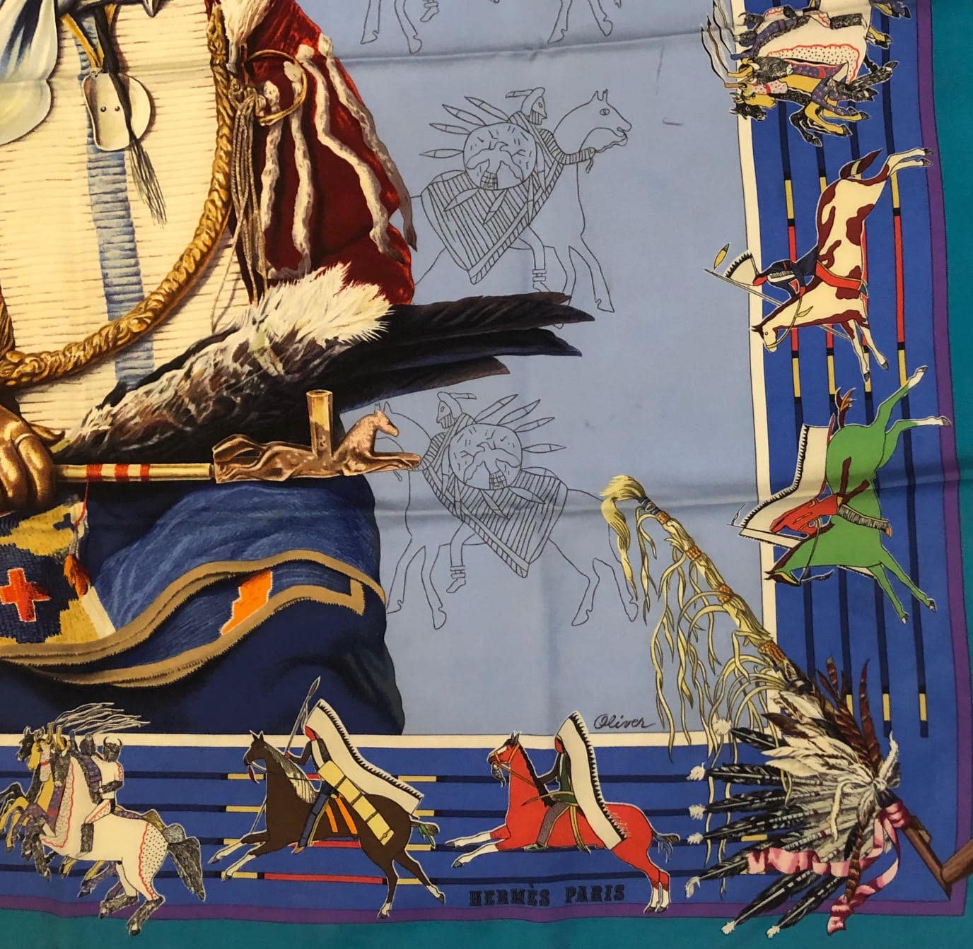 Hermès Silk Twill Scarf "Pani La Shar Pawnee" Designed by Kermit Oliver - Image 5