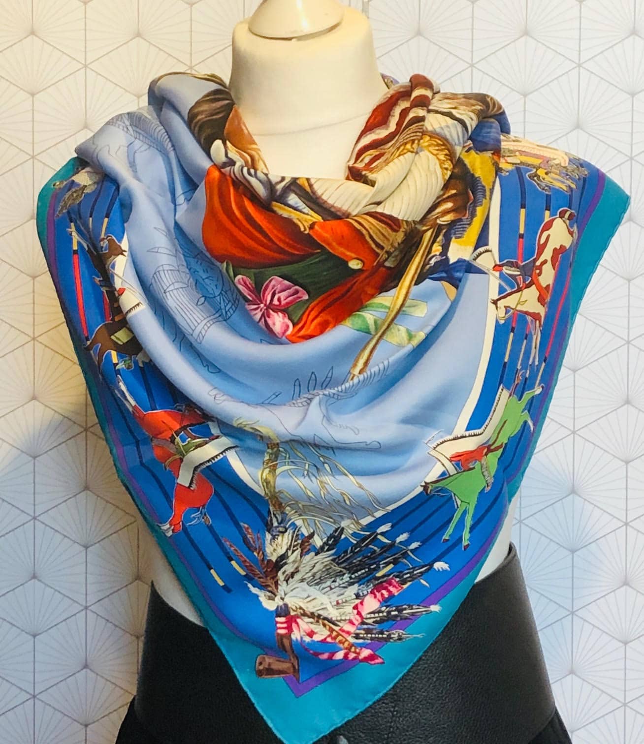 Hermès Silk Twill Scarf "Pani La Shar Pawnee" Designed by Kermit Oliver - Image 4