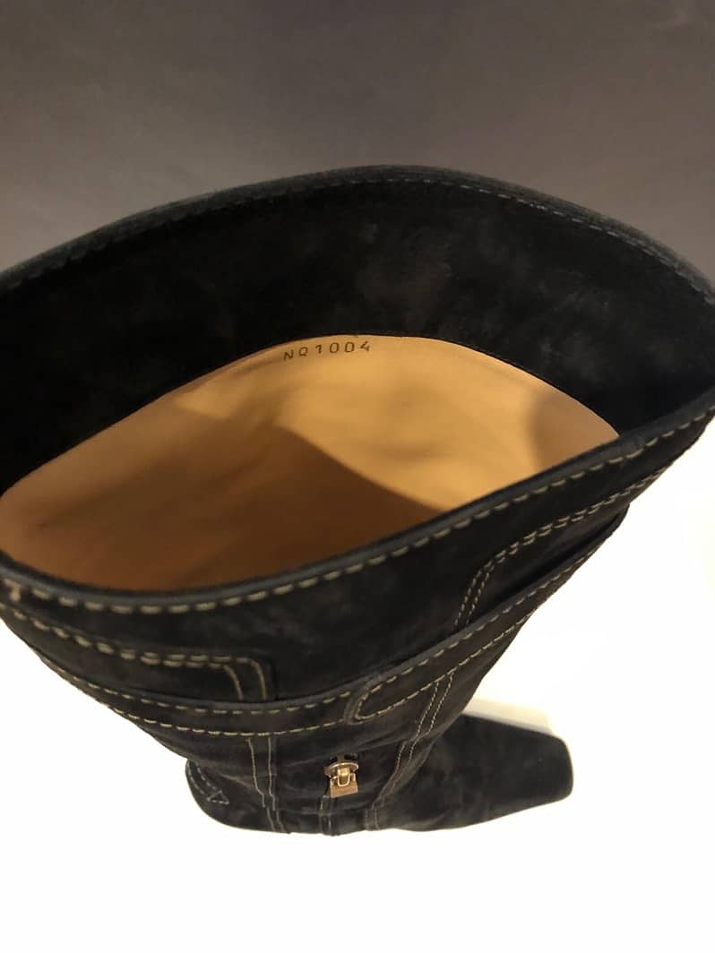 Louis Vuitton High Heels Boots Black Suede LV Logo Saddle Stitching Stiletto - Image 8