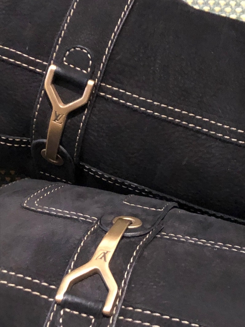 Louis Vuitton High Heels Boots Black Suede LV Logo Saddle Stitching Stiletto - Image 5