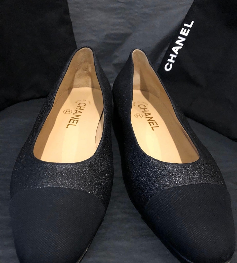 CHANEL Ballerinas Black Monochrome Leather And Gros Grain Cap Toe - Image 6