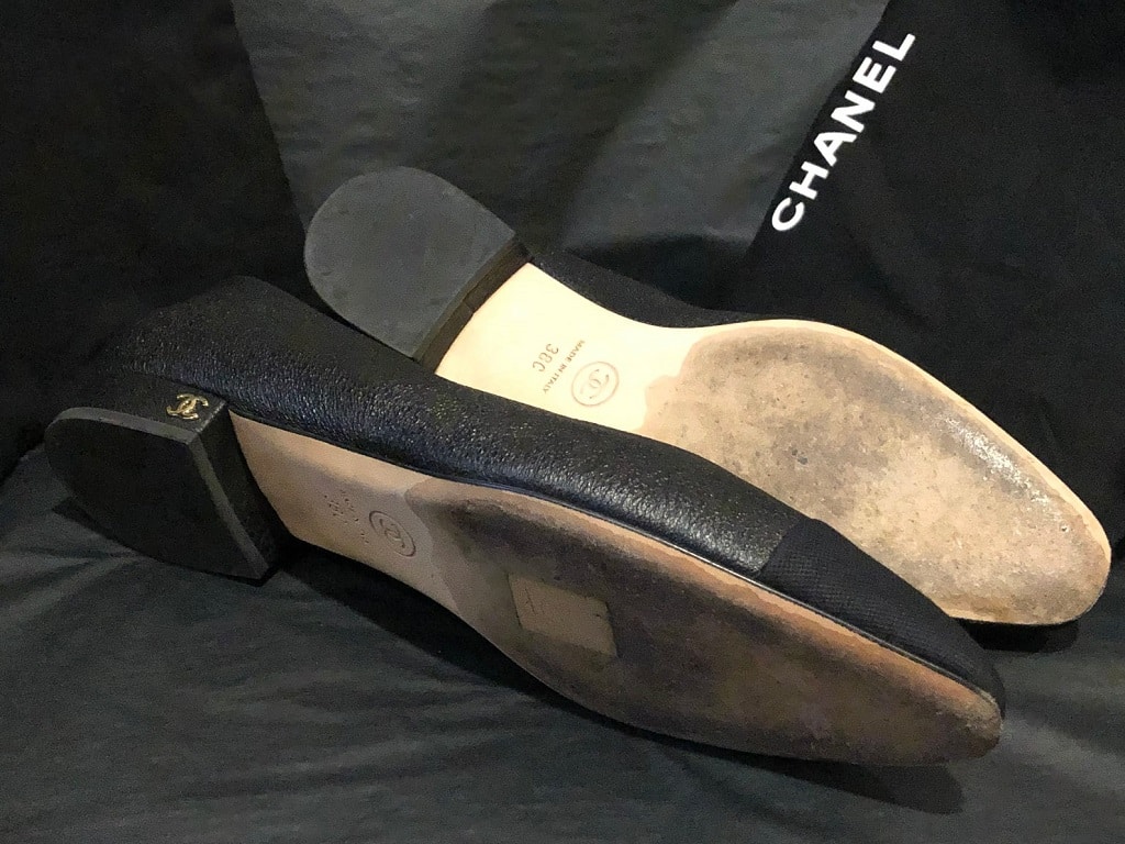 CHANEL Ballerinas Black Monochrome Leather And Gros Grain Cap Toe - Image 7